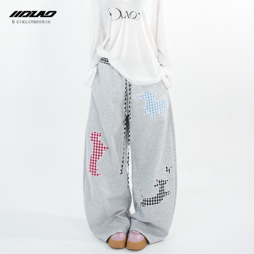 美式复古撞色腰围弯刀裤