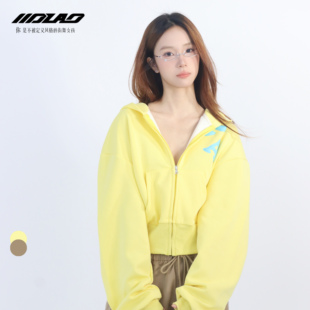 大佬街舞潮牌美式辣妹多巴胺字母连帽卫衣开衫早秋修身短外套C323