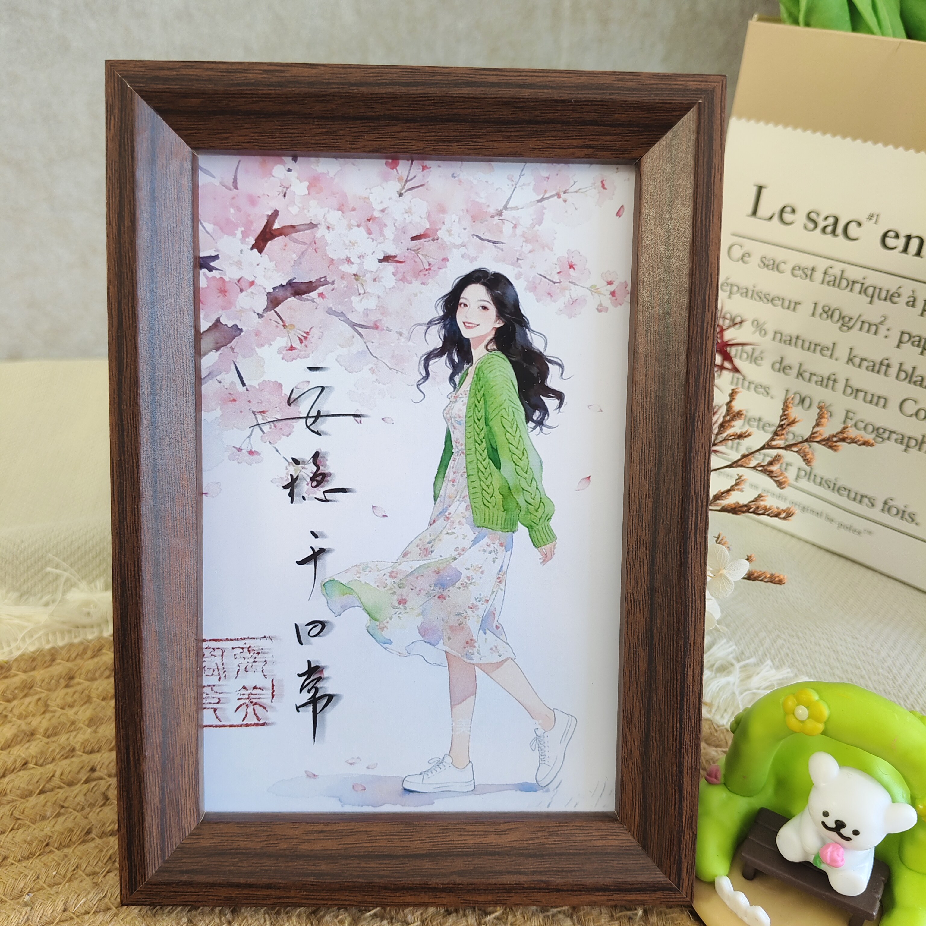 插画摆台桌面装饰治愈系相框摆件