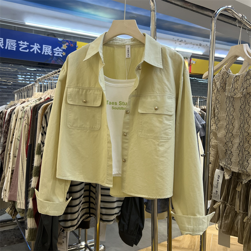 十三行短款衬衫外套女纯棉2025年春夏季百搭气质显瘦小个子衬衣潮