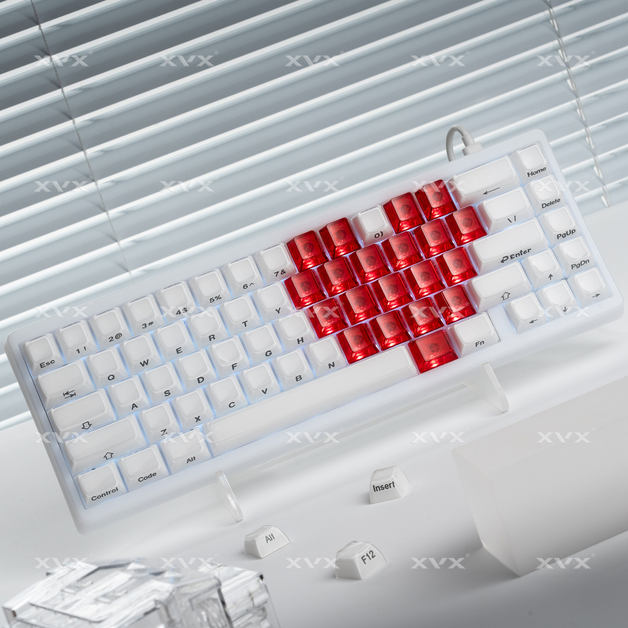 XVX果冻水晶键帽爱心拼520特惠侧刻机械键盘帽OEM高度PCwooting