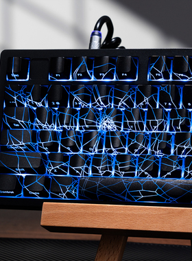 XVX黑透蜘蛛网键帽侧刻透光客制化键盘帽IMD工艺68/87无畏契约