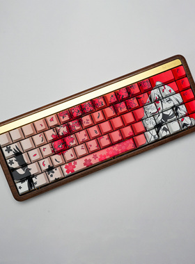 Sakura Raven键帽PBT五面热升华原厂侧刻透光wooting键帽atk68/75