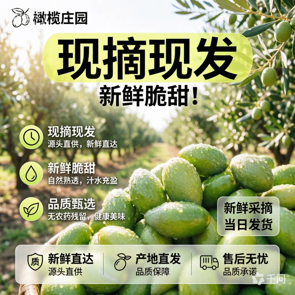 金灶甜种冰糖橄榄新鲜青橄榄果特甜鲜橄榄潮汕水果零食生吃甜橄榄