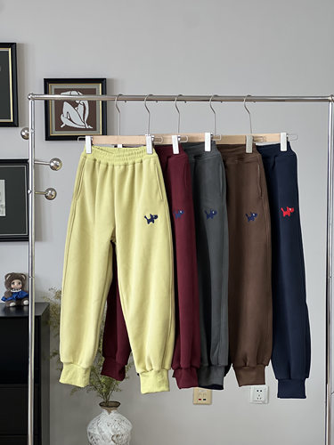 儿童蚕丝羊毛抗风卫裤冬装男童卫裤婴儿束脚裤童装潮