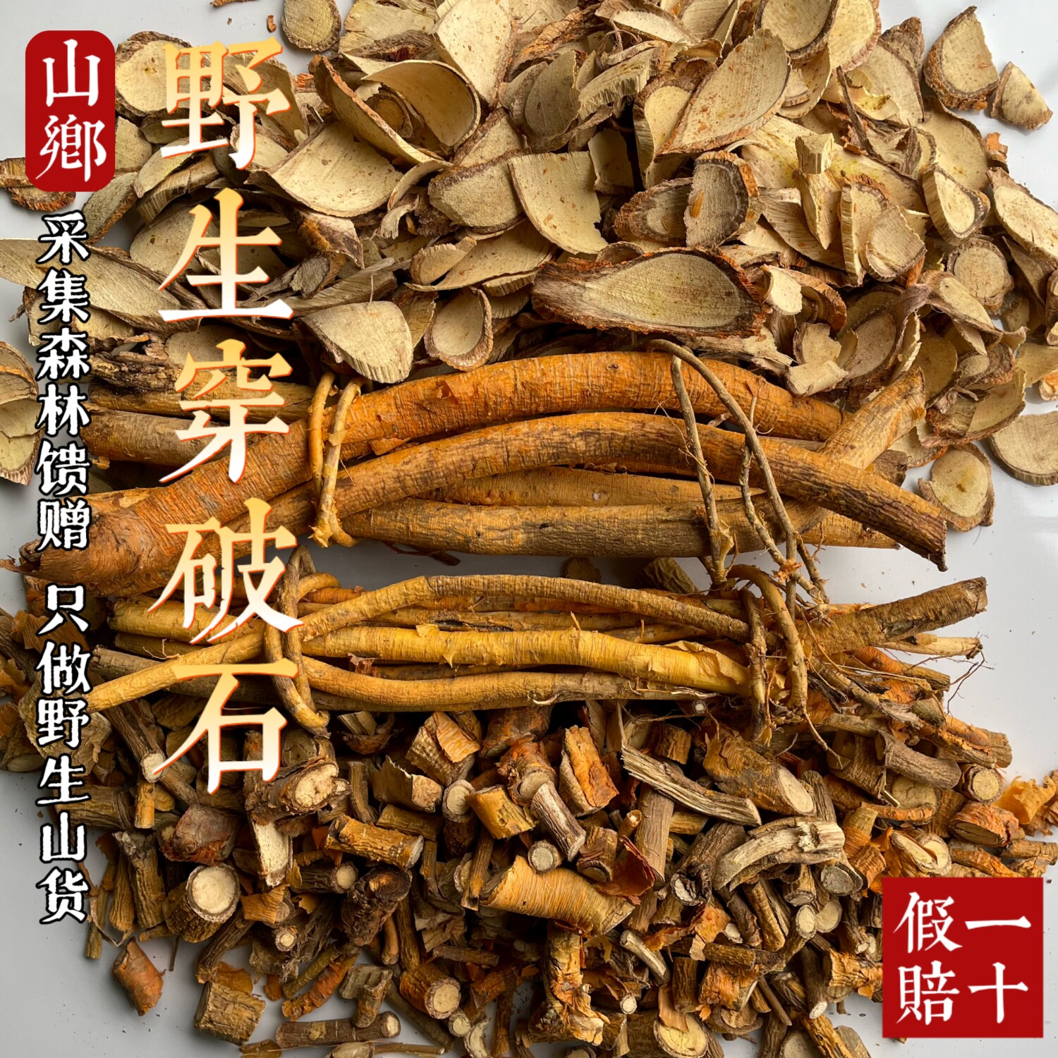 山乡药域 野生穿破石根正宗九层皮自家挖构棘根柘树根包邮