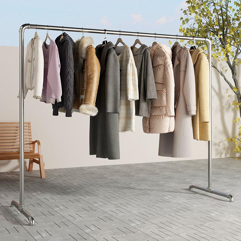 钢管晾衣架落地户外家用阳台卧室挂衣服单杠式晒被凉衣杆碳钢材质