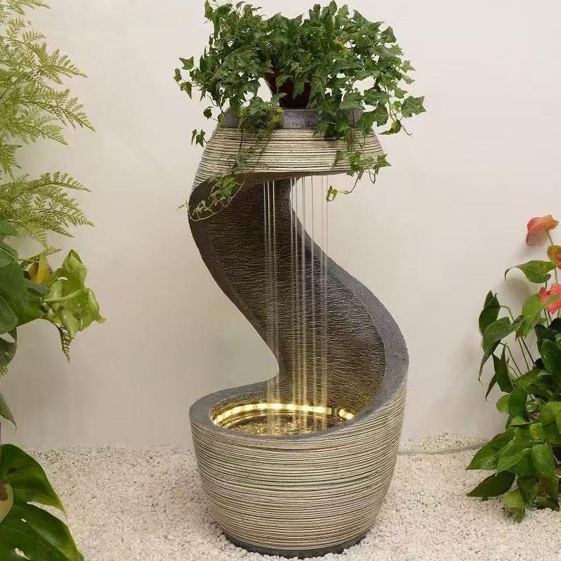 假山流水喷泉落地摆件别墅花园庭院鱼池酒店水幕墙屏风室内景观