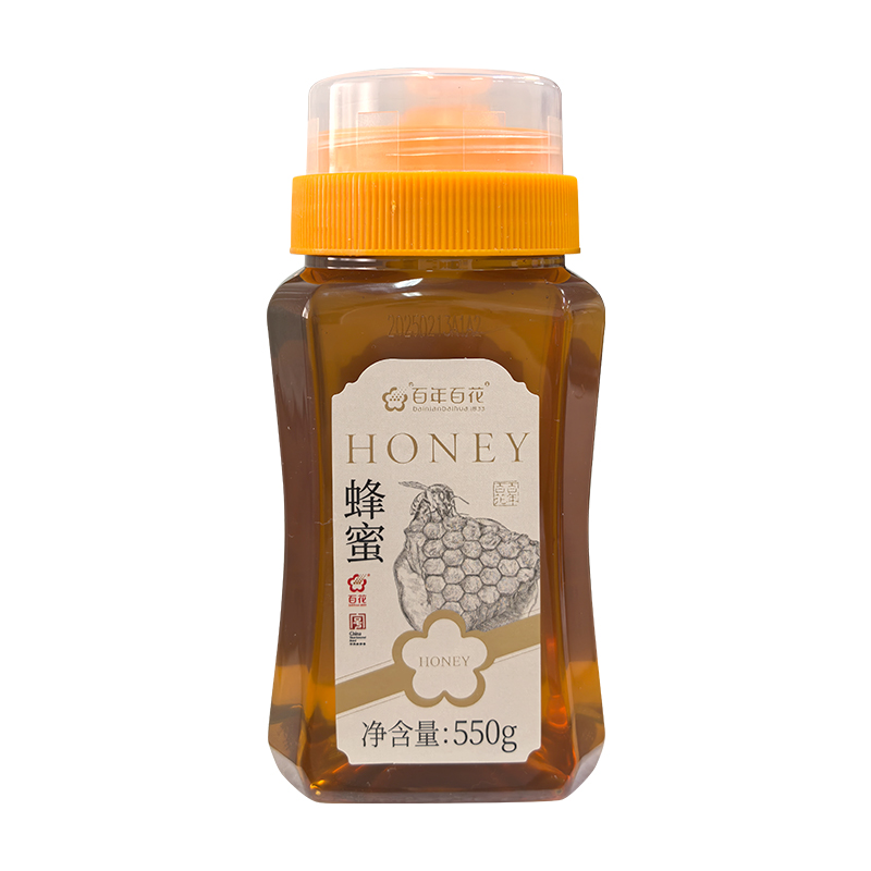 中华老字号百花蜂蜜550g百花槐花蜂蜜回流瓶口设计旗舰店官方正品