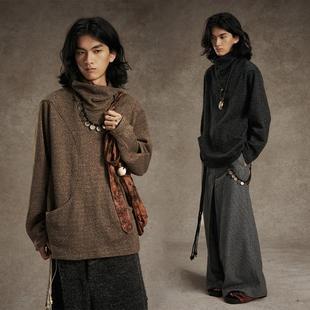 Gonghe Repub共和 花点纱肌理感高领 弧线拼接叠穿新中式长袖上衣