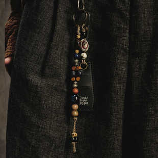 Gonghe Repub共和 原创民族手工编织彩色珠串挂牌钥匙扣装饰挂件