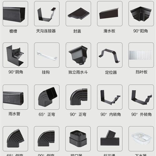 天沟铝合金方形雨水管别墅檐沟下水管外墙排水管彩铝雨水槽落水管
