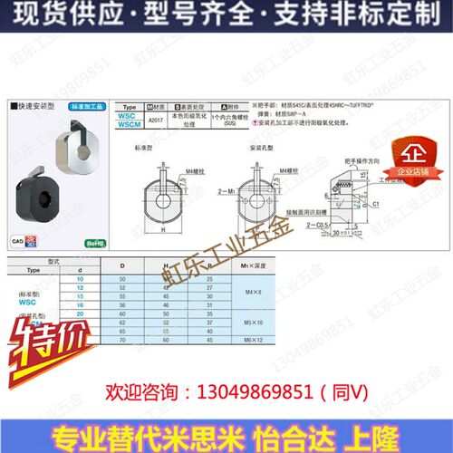 快锁环快速安装型/快速安装孔型WSC WSCB WSCM快速锁紧环