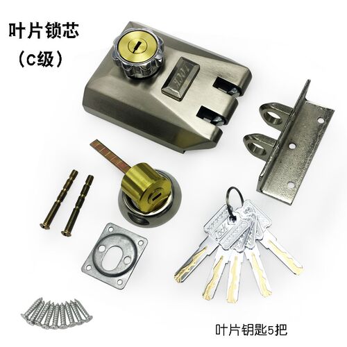 老虎锁不锈钢门防盗锁外装铁门防盗木门锁对开门自动推拉门锁碰锁