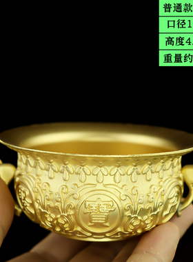 铜聚宝盆摆件纯铜招財聚財实心客厅店铺办公室装饰品开业结婚礼品