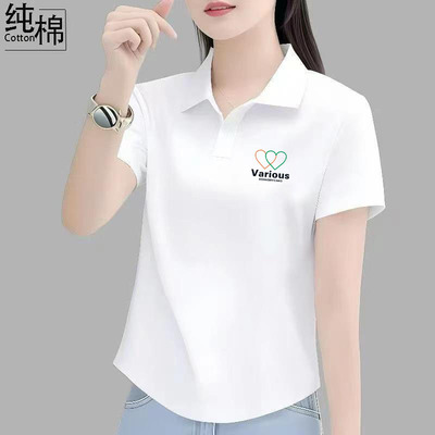 POLO领大码女士纯棉短袖夏季休闲时尚宽松显瘦洋气爆款翻领上衣