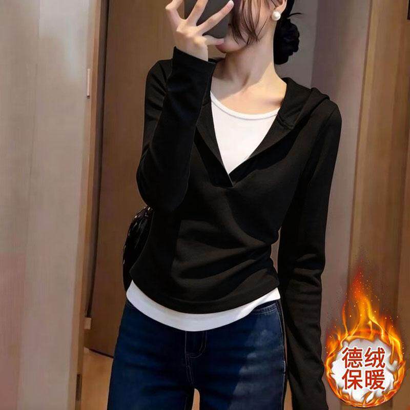百搭休闲韩版简约小众纯色连帽德