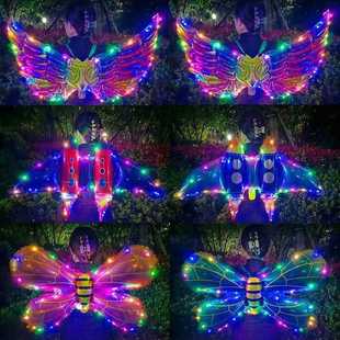 蜜蜂天使蝴蝶发光充气翅膀装饰派对表演道具摆摊热卖铝膜气球批发