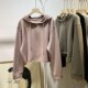 露腰卷边连帽卫衣女宽松慵懒帽衫 洋气时髦个性 短款 毛圈棉上衣显瘦
