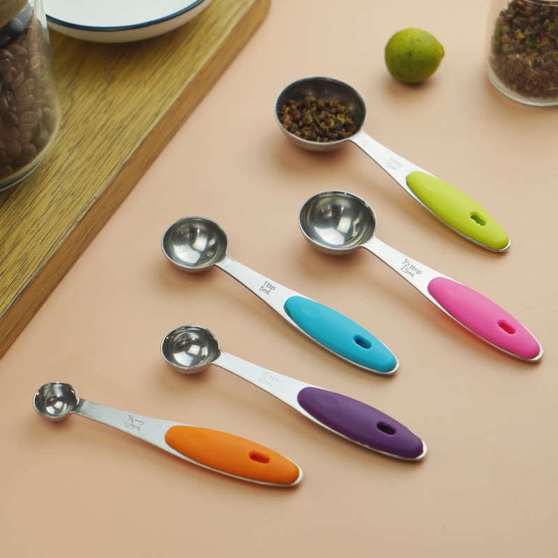 彩色不锈钢量勺量杯10件套计量杯量匙5件套装刻度杯量勺烘焙工具