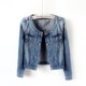 韩版 百搭显瘦短款 大码 春秋季 圆领长袖 牛仔外套女坎肩夹克学生上衣
