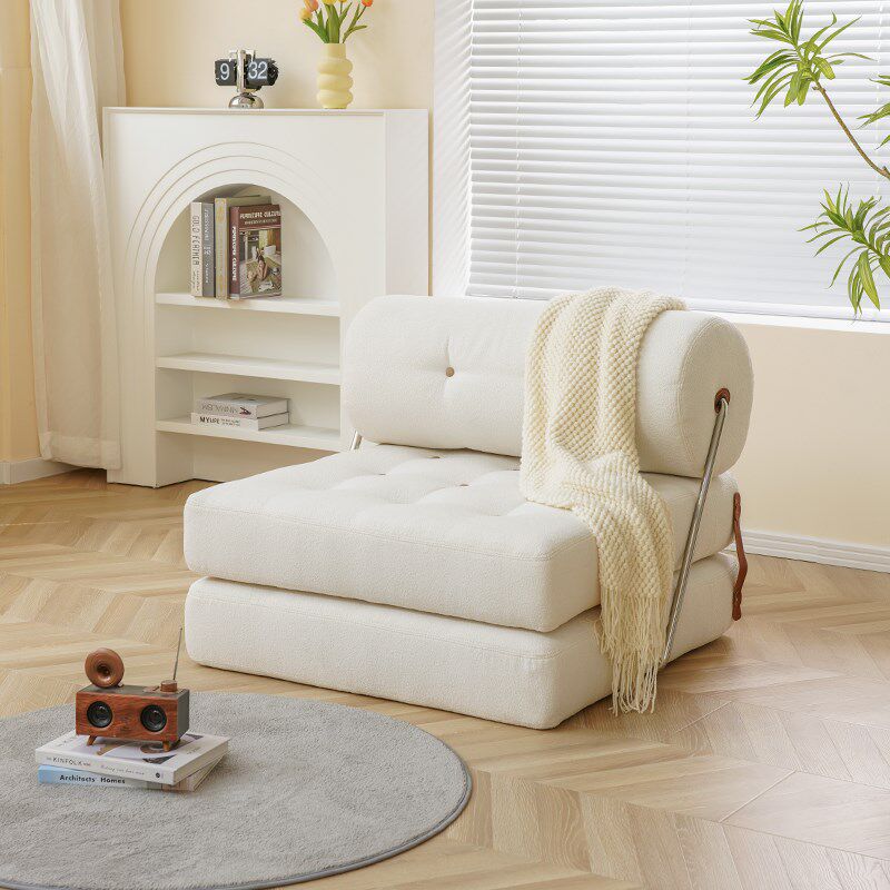 日式折叠懒人布艺沙发床可躺小户型客G厅单人休闲椅豆腐块模块沙