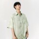 浅绿色扎染花衬衫 短袖 男款 新中式 夏季 中国风复古冰丝衬衣提花T恤