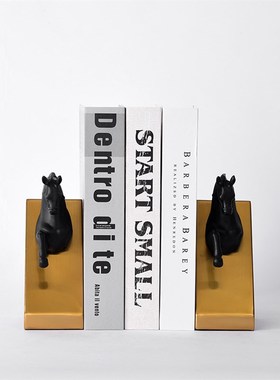 现代轻奢样板房装饰品书档摆件家居书房美式书柜金属书靠摆设