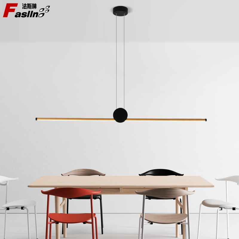 北欧现代简约办公室吊灯长条形LED灯书房饭厅吧台工作室会议室灯