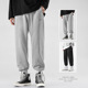 抽绳束脚裤 篮球 春秋休闲潮牌阔腿卫裤 男灰色运动裤 宽松直筒针织裤
