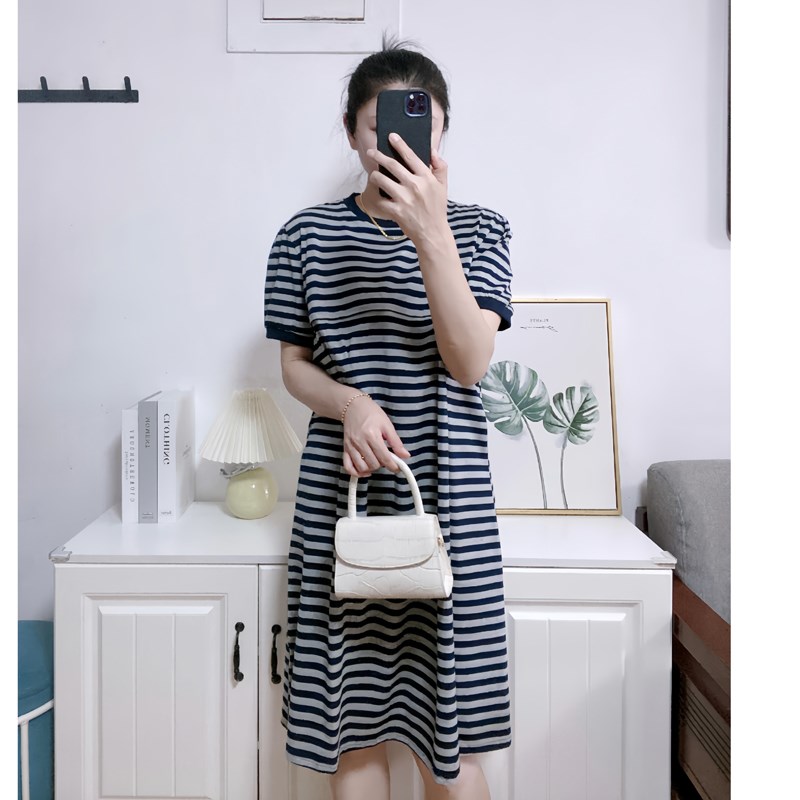 横开口潮妈夏天哺乳裙外穿夏装夏季短袖睡衣连衣裙睡裙辣妈期待产