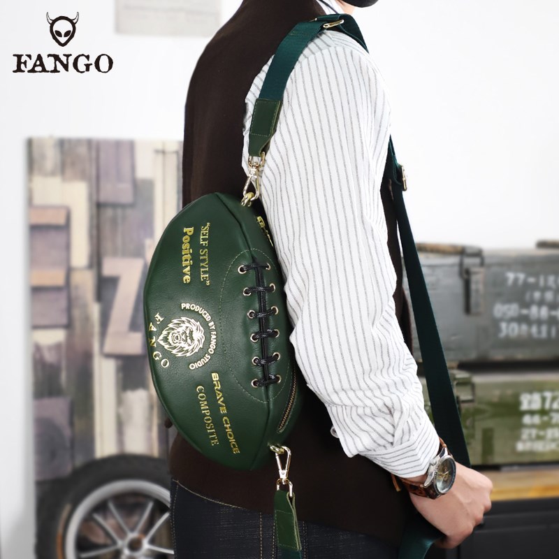 真皮男士创意橄榄球胸包头层植鞣牛皮单肩斜挎包休闲复古小背包潮