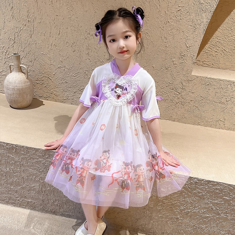 女童连衣裙夏季2025新款洋气儿童古装裙宝宝哪吒汉服夏装演出裙子