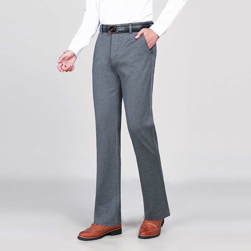 冬季弹力厚款加绒直筒裤男青年修身保暖正装西裤商务休闲加厚男裤