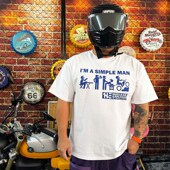 核爆炸潮牌机车人 棉T恤 短袖 生活日常夏季 印花250g白色宽松半袖