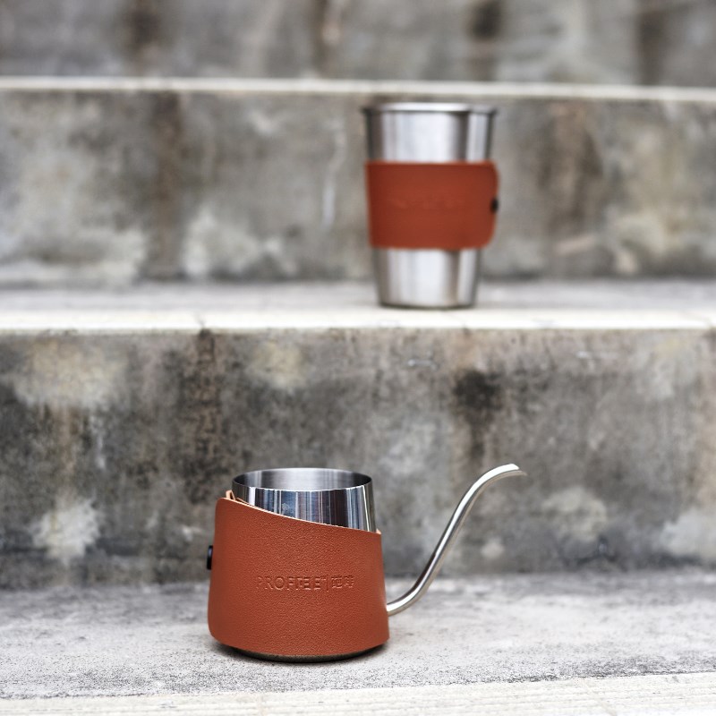 葩啡/复古风手工皮套便携手冲壶套杯组合 挂耳咖啡不锈钢细口壶