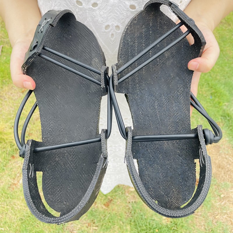 轮胎底凉鞋胶草鞋皮草鞋男鞋凉鞋夏季新款外出休闲凉鞋耐磨防滑鞋