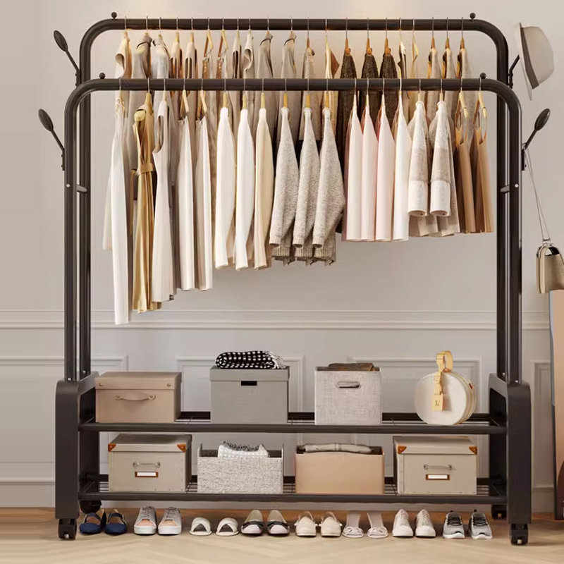 晾衣架落地卧室家用挂衣架室内折叠凉衣杆简易收纳阳台晒衣服架子