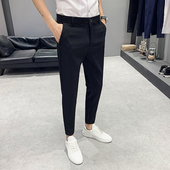 韩版 潮流休闲裤 裤 春夏季 百搭垂感西装 男士 修身 薄款 九分裤 小脚西裤