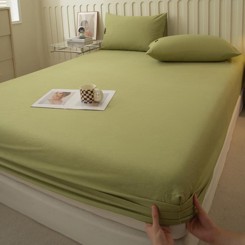 冬天加厚磨毛纯棉床包单件宿舍纯色全包床单防滑全棉床垫套床包