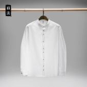 亚麻衬衣白色简约休闲秋季 启法男装 上衣 衬衫 男新中式 新款 棉麻长袖