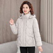 羽绒棉棉衣女保暖棉服外套2024新款 时尚 长袖 冬季 可脱卸帽短款 上衣