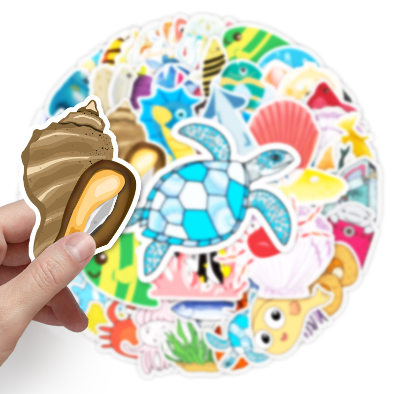 100张可爱卡通海洋系涂鸦贴纸笔记本电脑行李P箱汽车手机装饰贴纸