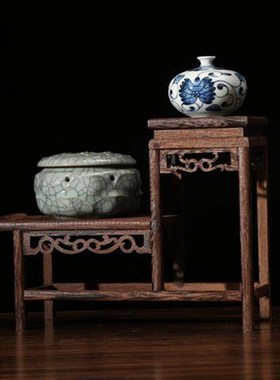 实木中式博古架小型摆件多宝阁茶B具桌面K茶架子装饰品鸡翅木展示