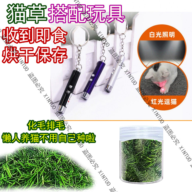 XINTUO烘干即食猫草天然猫咪去毛球小麦草化毛球宠物逗猫笔激光灯