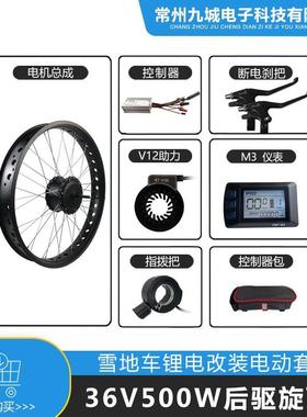 雪地车助力改装电动套件36V500W后驱旋飞，JN22A+LCDM3仪表配置