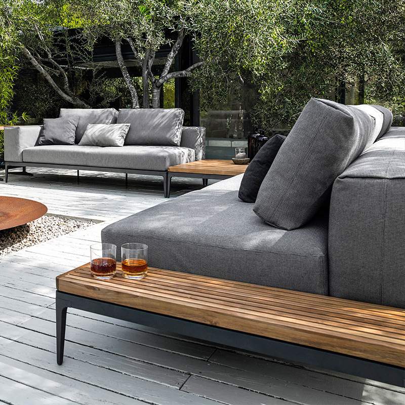 户外沙发庭院阳台组合露天休闲柚木沙发家具别墅沙发