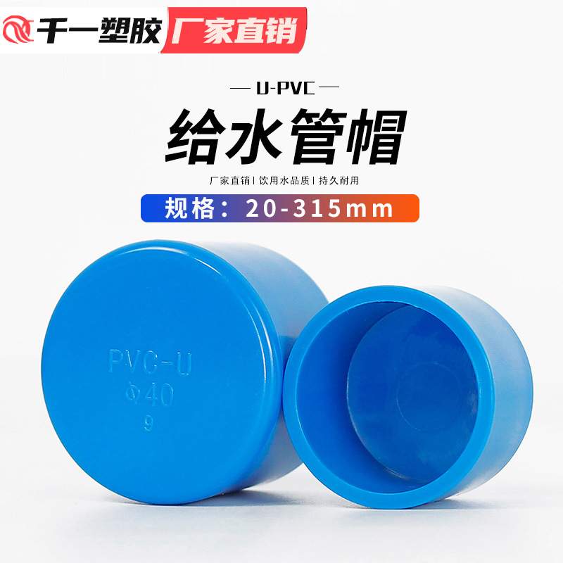 PVC管帽给水管堵头堵帽塞头闷头20 25 32 40 50 63 90 110等整箱