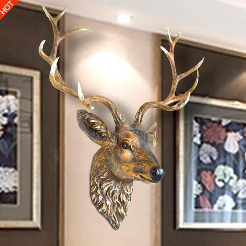 欧式人气创意复古仿真树脂动物鹿头墙面壁挂家居工艺品装饰摆件
