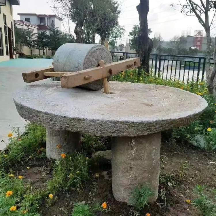 老碾盘石雕旧石磨庭院仿古做旧民间石雕碾子大理石农村老石磨摆件